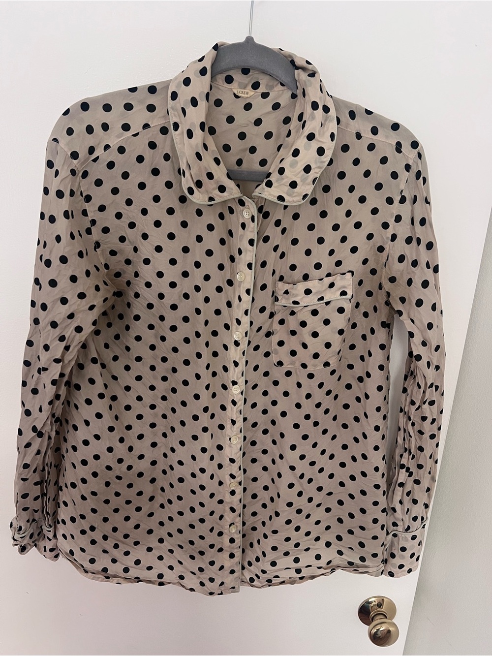 J. Crew Taupe Polka Dot Button-Up Shirt